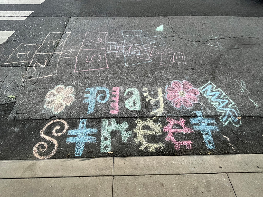 Play Streets artwork marks the area where family fun events happen!