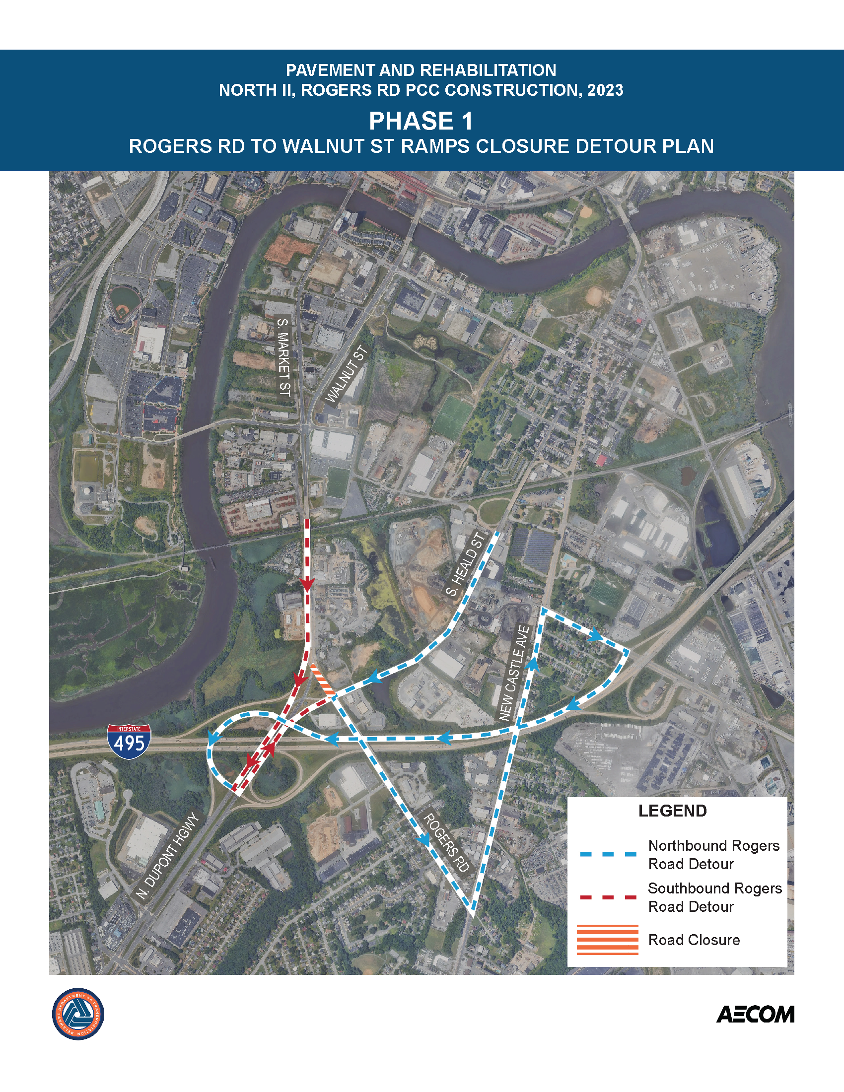 Rogers Rd Phase 1 Detour Map